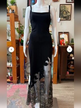 Cache Deadstock Nicole Bakti Maxi Dress with Mesh Embellished Hem Size XS